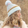 Pale Blue Mix Multi Knit Bobble Hat