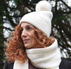 Cream Recycled Herringbone Bobble Hat