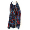 Blue and Red Mix Layered Leaf Print Scarf