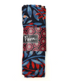 Blue and Red Mix Layered Leaf Print Scarf