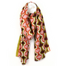 Lime and Coral Mix Retro Repeat Print Scarf
