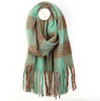 Mint Green Mix Fluffy Check Scarf