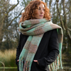 Mint Green Mix Fluffy Check Scarf