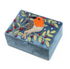 Blue Velvet Robin and Embroidered Holly Jewellery Box