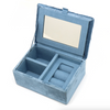 Blue Velvet Robin and Embroidered Holly Jewellery Box