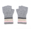 Grey Recycled Blend Striped Wrist Fingerless Gloves