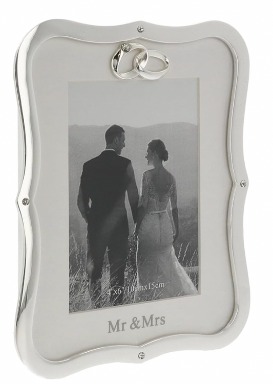 Silver "Mr & Mrs" Rings Photo Frame