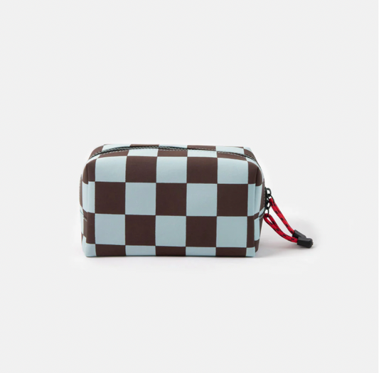 Caroline Gardner Wine & Blue Checkerboard Wash Bag