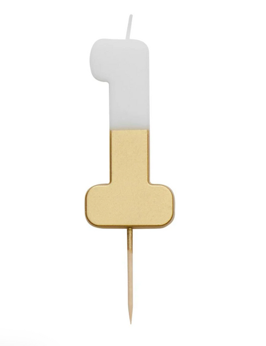 Talking Tables White & Gold Number Candle