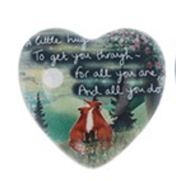 Fox Under The Moon Sentiment Token "A Little Hug To Get You Through"