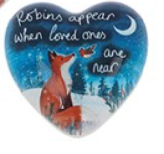 Fox Under The Moon Sentiment Token "Robins Appear When Loved Ones Are Near"