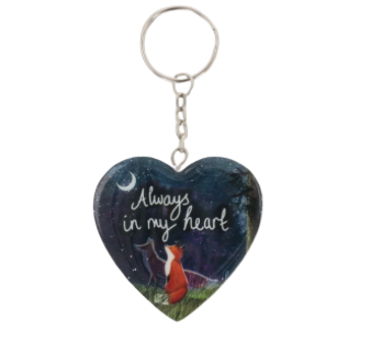 Fox Under The Moon Sentiment Keyring "Always In My Heart"