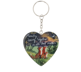 Fox Under The Moon Sentiment Keyring "Family Being Together"