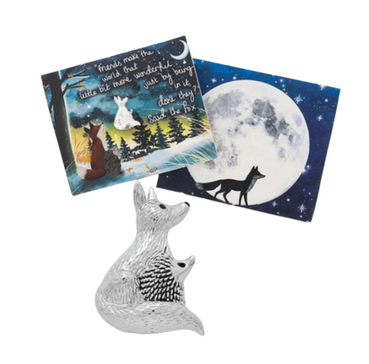Fox Under The Moon Sentiment Magnetic Pin "Friends"