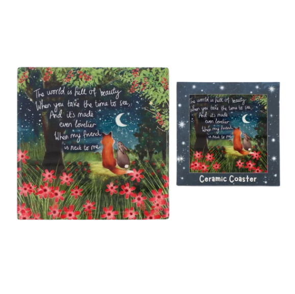 Fox Under The Moon "Beautiful Friend" Coaster