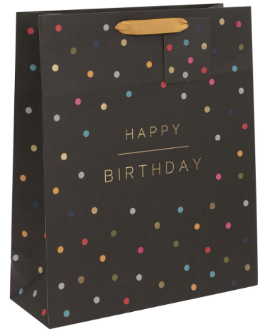 Black Happy Birthday Spots Gift Bag