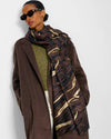 Katie Loxton Printed Foil Scarf Zebra Chocolate