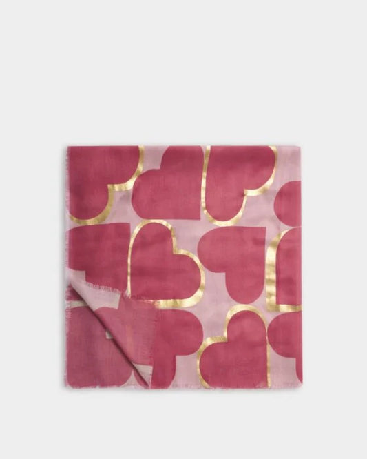 Katie Loxton Raspberry Printed Foil Scarf
